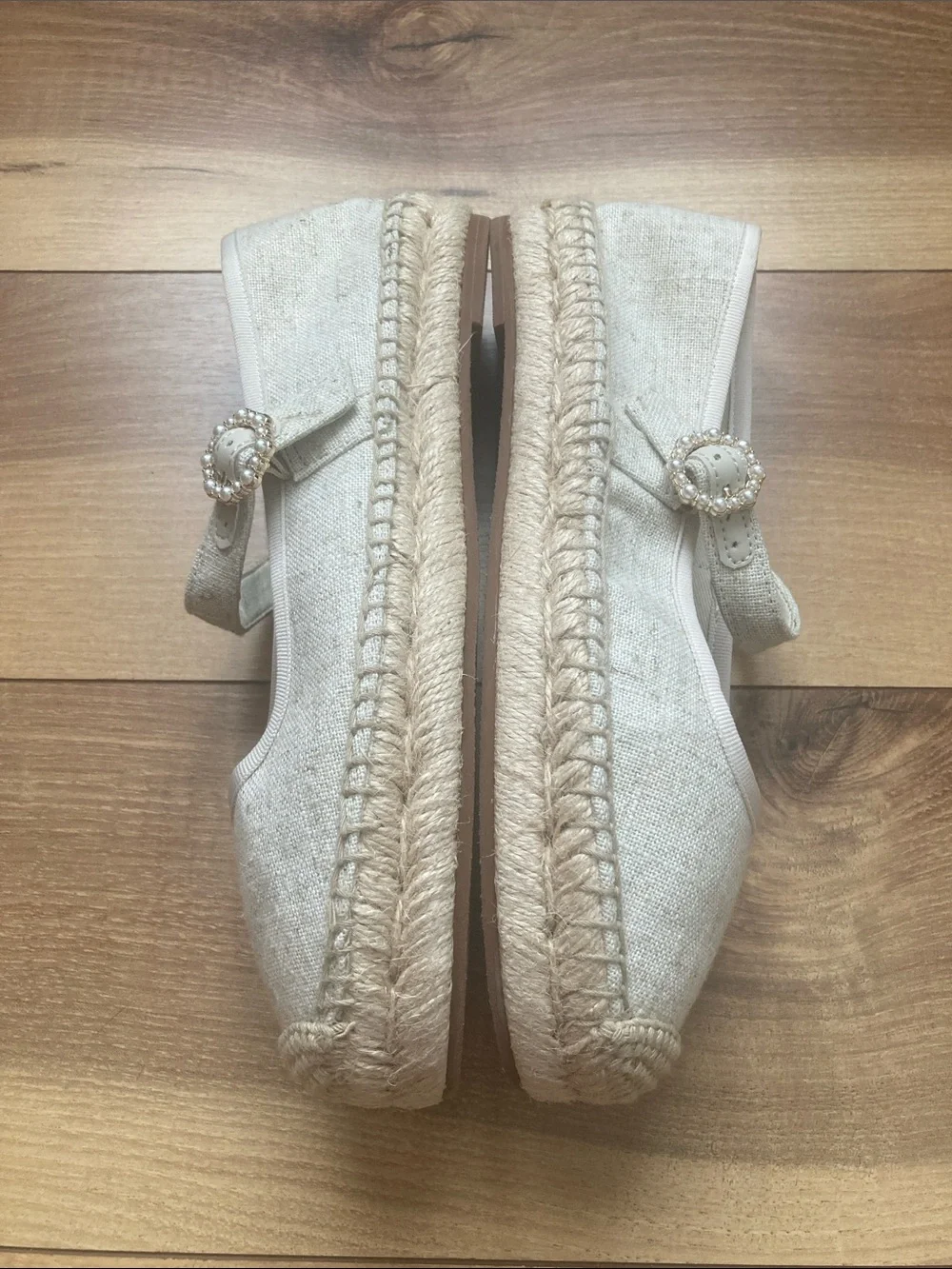 J. Crew Cream Espadrille Mary Jane Flats